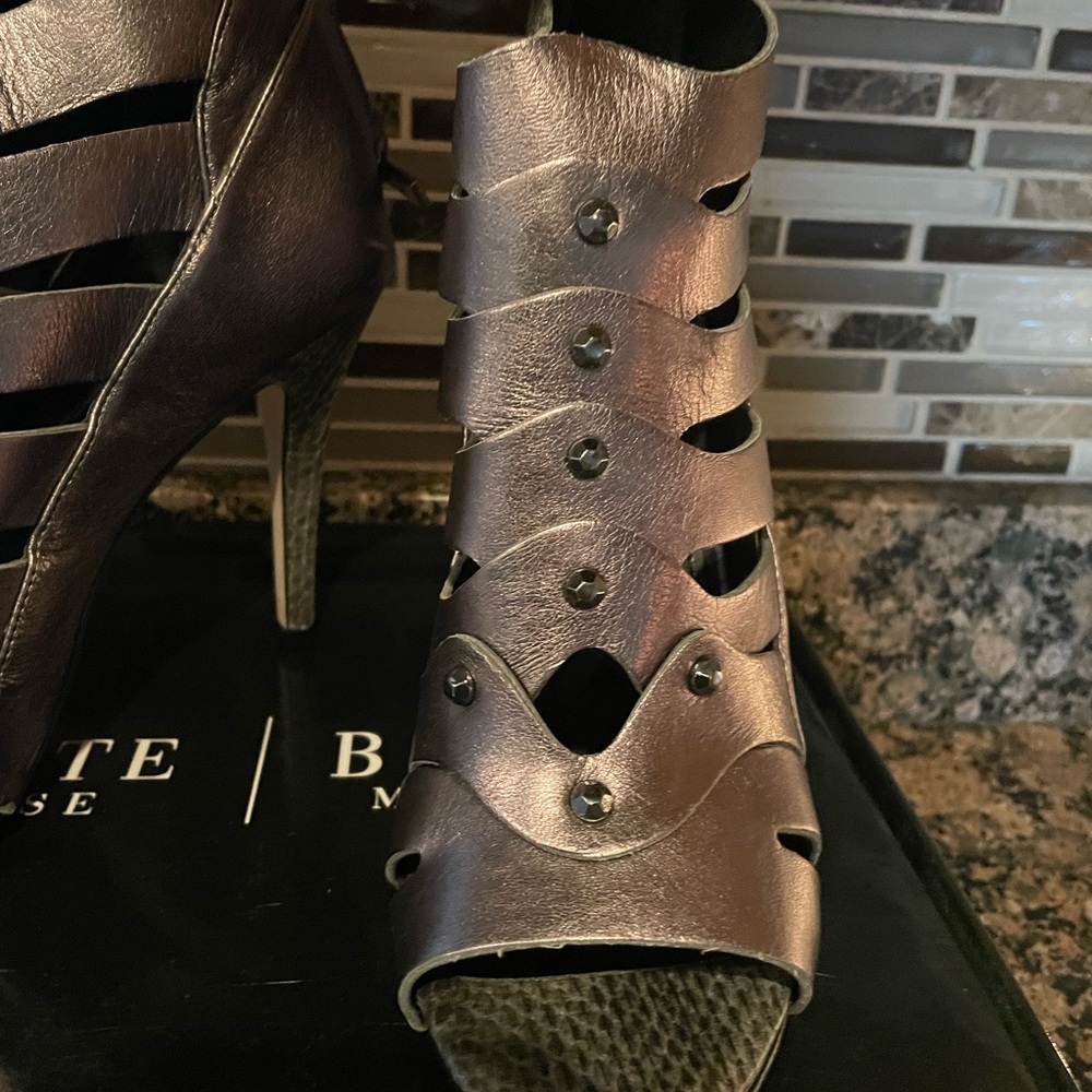 Silver tone open toe shoes